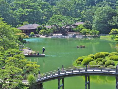 Ritsurin Bahçe şehirde Takamatsu, Kagawa, Japonya.
