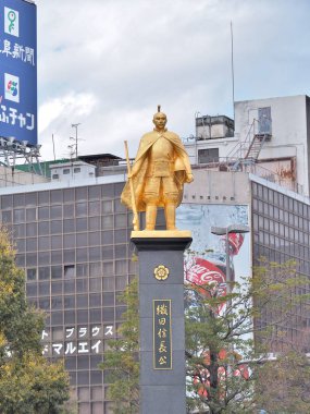 Oda Nobunaga istasyonunda Gifu, Japonya heykeli.