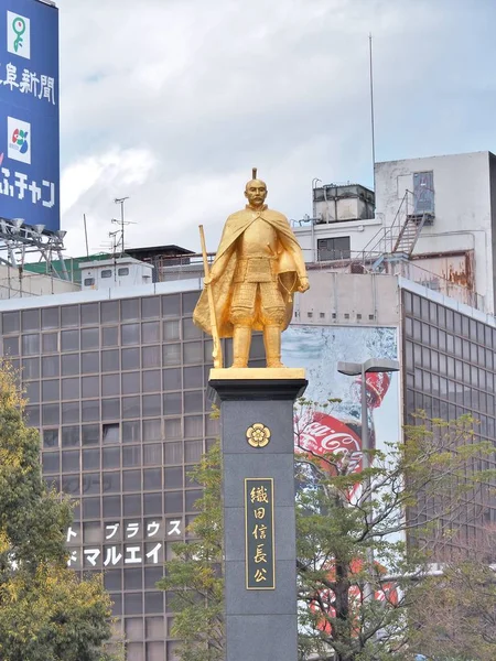 Statue of Oda Nobunaga at Gifu station, Japan. — Stock Photo, Image