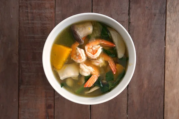 Thai Sup Sayuran Campuran dengan UDANG — Stok Foto