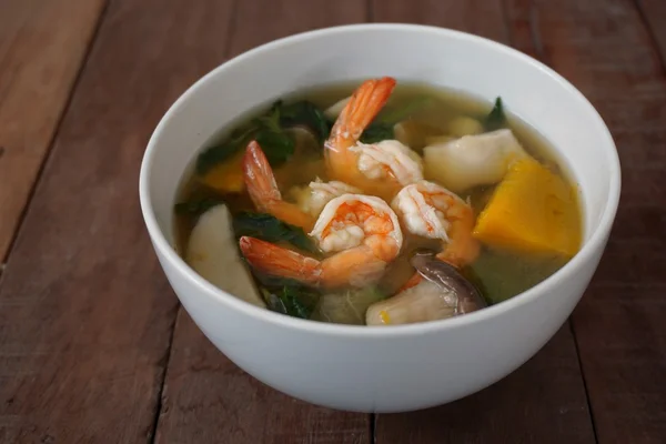 Thai Spicy Mixed Vegetable Soup with Prawns — Stock Photo, Image