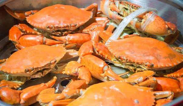 Granchio al vapore sulla pentola — Foto Stock