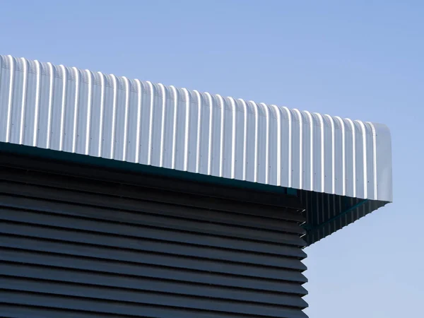 Architectural detail of metal roofing on construction