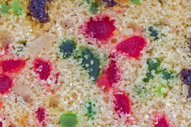 Meyveli kek kurutulmuş meyve doku ile kapandı.