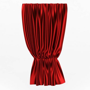   3D illüstrasyon soyut kırmızı bez, perde beyaz bir arka plan üzerinde katlanmış.