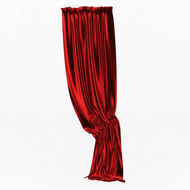   3D illüstrasyon soyut kırmızı bez, perde beyaz bir arka plan üzerinde katlanmış.