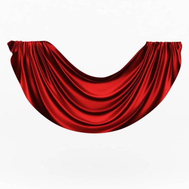   3d illustration, abstract red folded cloth, curtains on a white background. clipart