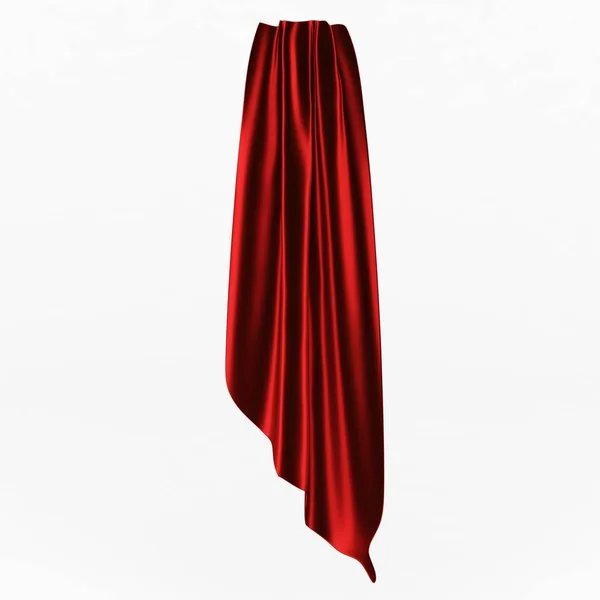 Ilustração 3d, pano dobrado vermelho abstrato, cortinas em um fundo branco . — Fotografia de Stock