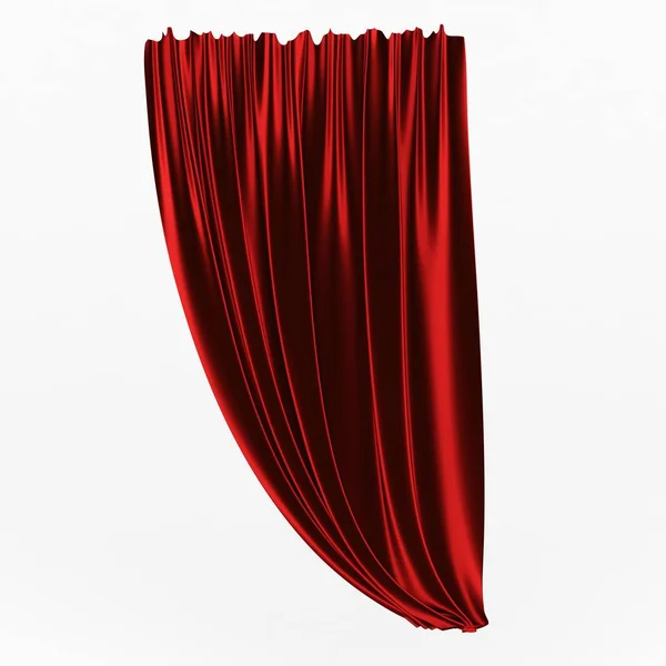 Ilustrasi 3d, kain terlipat merah abstrak, tirai pada latar belakang putih . — Stok Foto