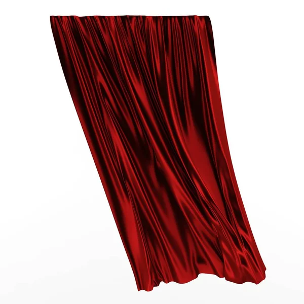 3D-Illustration, abstraktes rotes Falttuch, Vorhänge auf weißem Hintergrund. — Stockfoto