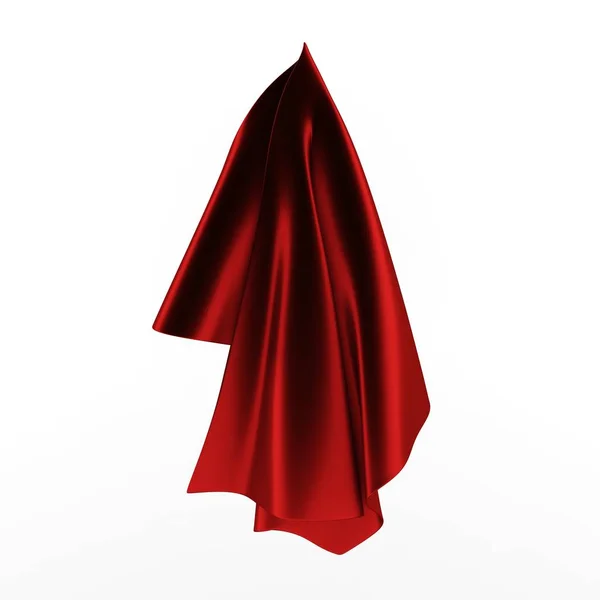 3D illustration, abstrakt röda vikta tyg, gardiner på vit bakgrund. — Stockfoto