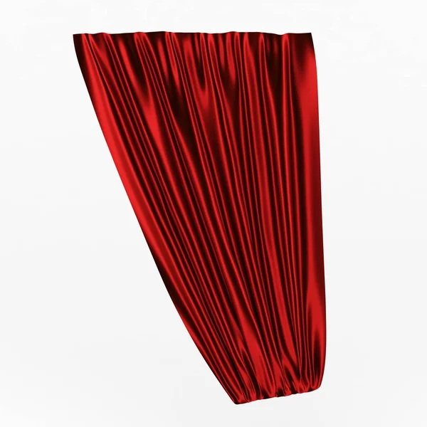 3 d 図では、抽象的な赤い折り畳まれた布、白い背景の上のカーテン. — ストック写真