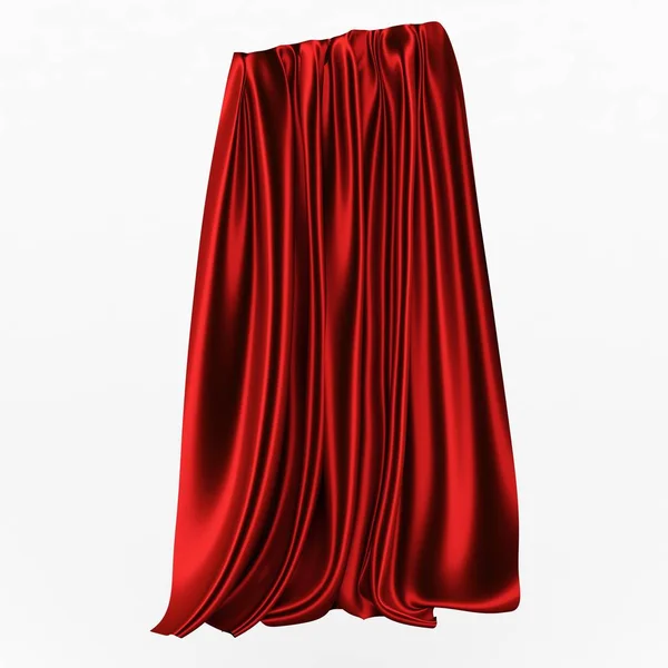 Ilustração 3d, pano dobrado vermelho abstrato, cortinas em um fundo branco . — Fotografia de Stock