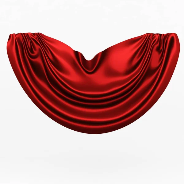 Ilustração 3d, pano dobrado vermelho abstrato, cortinas em um fundo branco . — Fotografia de Stock