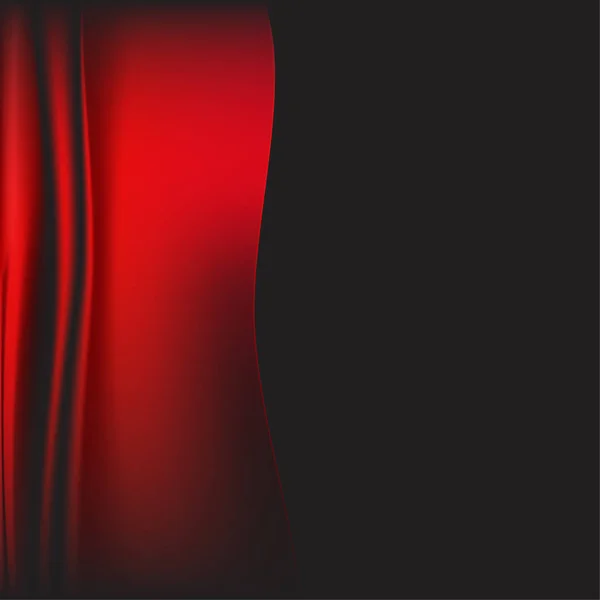 Black background with luxury scarlet red silk velvet curtains (draperies). Vector illustration. — Stock Vector