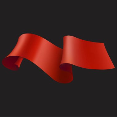 Siyah zemin üzerine kırmızı kurdele. Vektör çizim