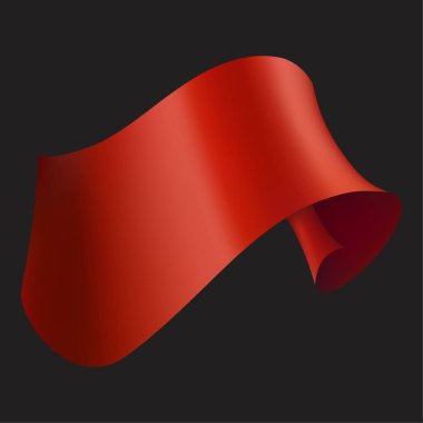 Siyah zemin üzerine kırmızı kurdele. Vektör çizim