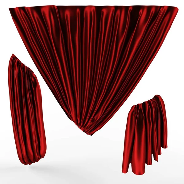 Ілюстрація Абстрактна Складена Тканина Червона Завіса Білому Тлі — стокове фото