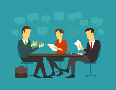 Jobseeker ve işveren görüşme konuş. Aday sit tablo durum çalışma ile basit bir kavram.