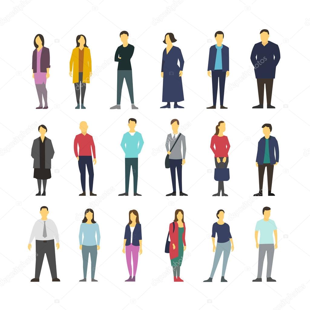 Neatly vector people standing flat design large set