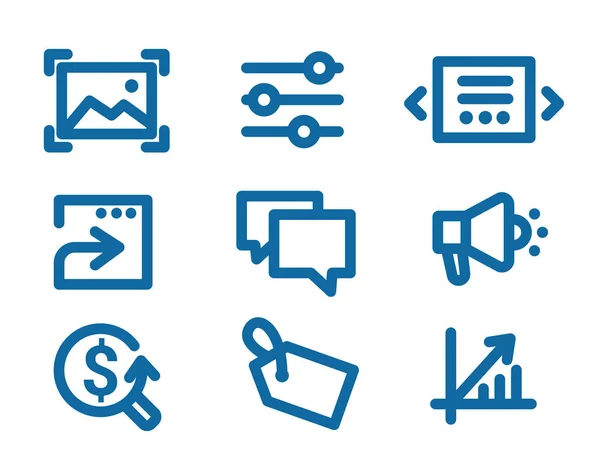 Uppsättning ikoner på Internet marknadsföring och gränssnittet element — Stock vektor