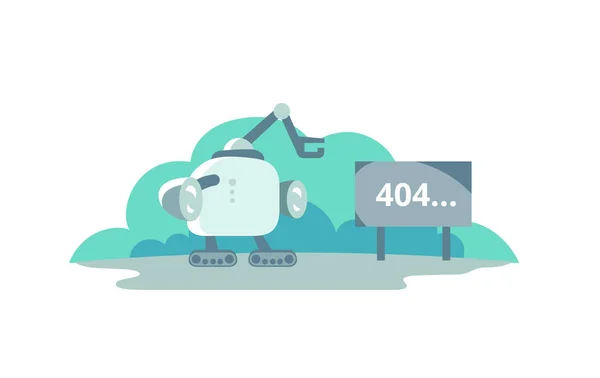 Moonwalker stopped opposite the sign 404 error. cute Illustration for error page 404 not found — Stock Vector