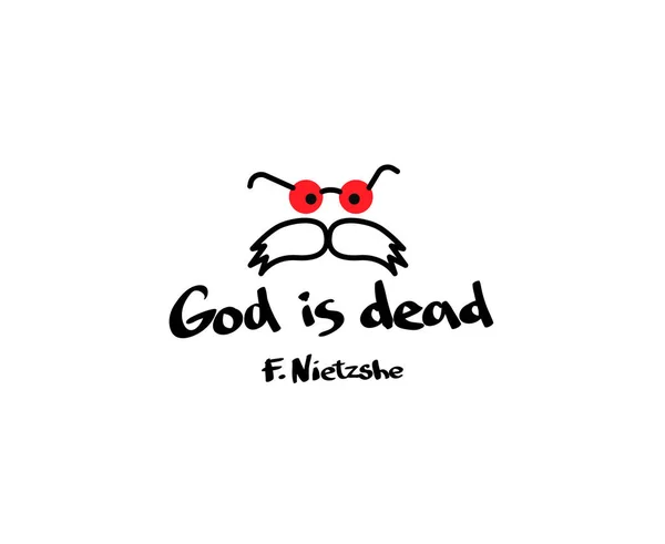 Dieu est mort. Citation avec photo sur les vêtements de T-shirt. La pensée du philosophe Friedrich Nietzsche . — Image vectorielle