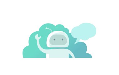 Dünya programcı robot, elini sallayarak ve demek Merhaba