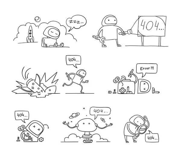 elle çizilmiş vektör kroki kaza kaza komik kozmonot çalıştıran onarır bulunamadı 404 hata sayfası ayarla