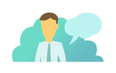 Adam kabarcık belirten ileti. Sistem ileti insan görünümü vektör çizim