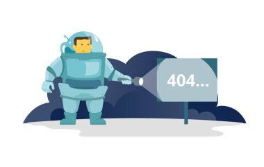 Kozmonot alanı tabela 404 hatası meşale ile. şirin illüstrasyon hata sayfasının 404 bulunamadı