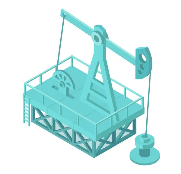 Ekstraksi pompa minyak Derrick. Mesin industri pertambangan minyak bumi. Ilustrasi klip stok vektor isometrik 3d . - Stok Vektor