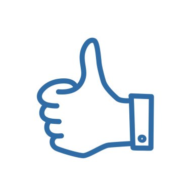 Gibi. Başparmaklar yukarı simgesi. En iyisi. En iyi seçenek. Sosyal ağ hizmetleri için. Contour mavi çizgi vektör çizimi.