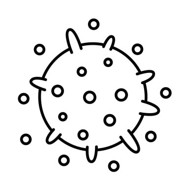 Coronavirus. Covid-19 Virüs simgesi. Molekül viral bakteri enfeksiyonu. Virüs enfeksiyonu testi. Salgın. Grip salgını. Contour çizgi vektörü.