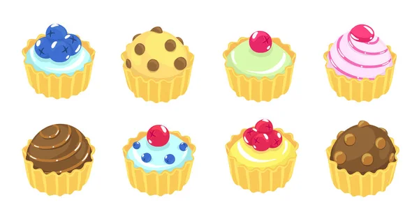 Fancy cake. Different types cakes. Dessert reward. Vector illustration. Isometric view. — Stock Vector