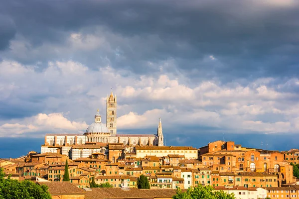 Letecký pohled s Duomo di Siena — Stock fotografie