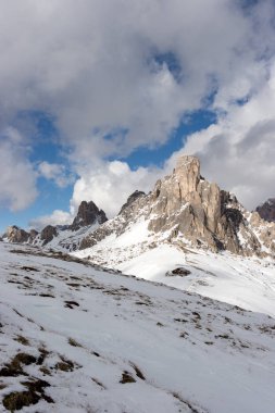 Winter landscape in Dolomites mountain clipart