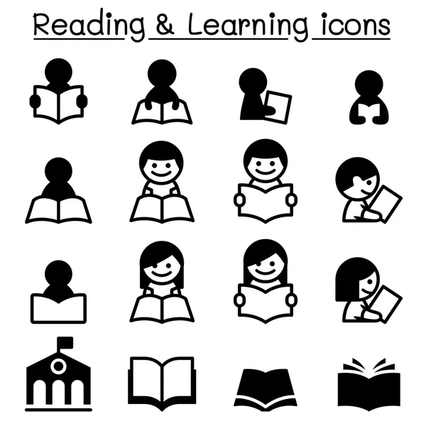 Reading, Learning, Study icons — стоковый вектор