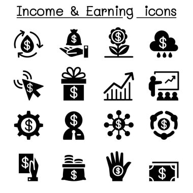 Yatırım, gelir ve kazanç Icon set