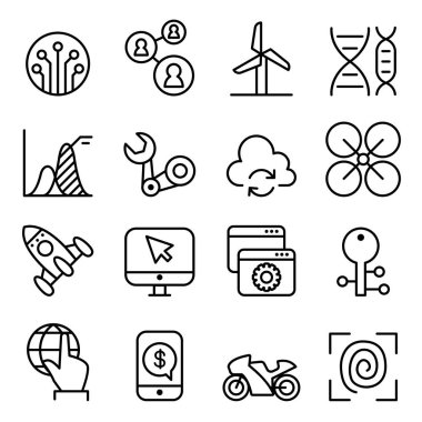 Teknoloji simgesi ince çizgi biçiminde ayarlandı