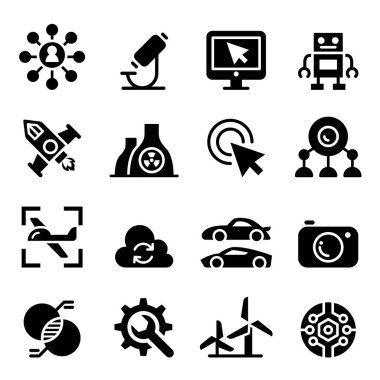 Teknoloji Icon set vektör çizim grafik tasarım