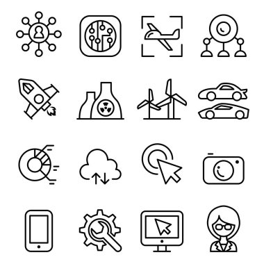 Teknoloji simgesi ince çizgi biçiminde ayarlandı