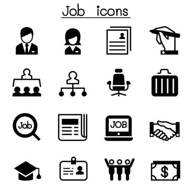 Vektör çizim grafik tasarım iş ve istihdam Icon set