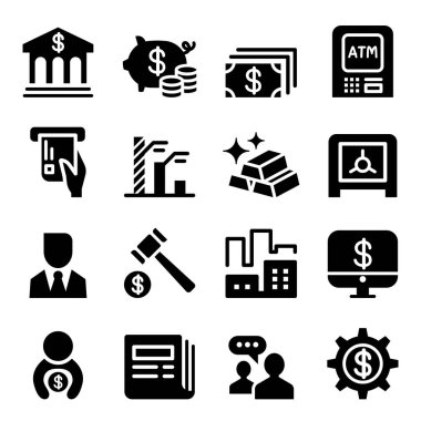 Vektör çizim grafik tasarım para ve Finans Icon set