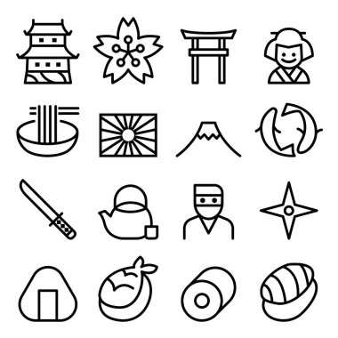 Temel Japonya simgesi ve ince çizgi stili vektör çizim grafik tasarım simge