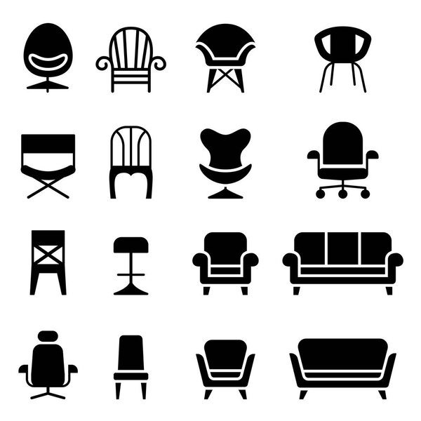 Chair icon set in front view