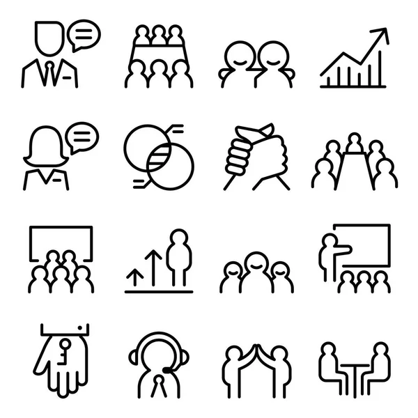 İnce çizgi stilinde iş danışmanlık Icon set