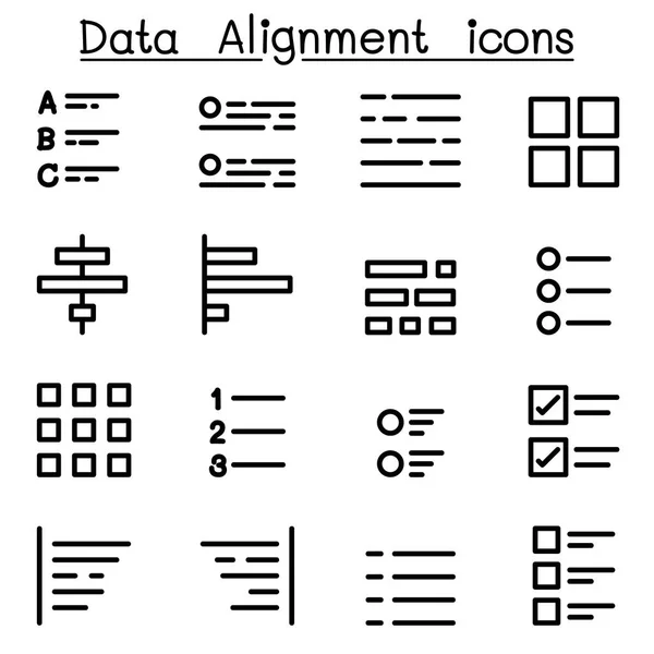 Conjunto de ícones de alinhamento de dados Ilustração vetorial Design gráfico — Vetor de Stock