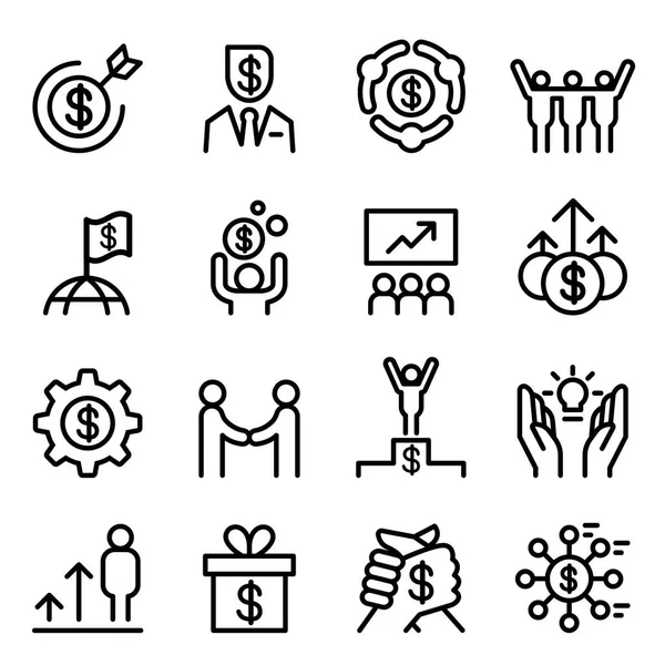 Business success icon set in thin line style Vector illustration Graphic design — Stock Vector