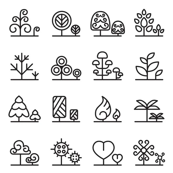 Icono de árbol en estilo de línea delgada Ilustración vectorial Diseño gráfico — Archivo Imágenes Vectoriales